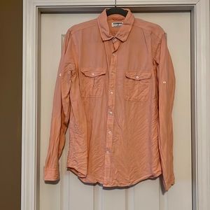 Salmon Double-Pocket Flannel Dress Shirt